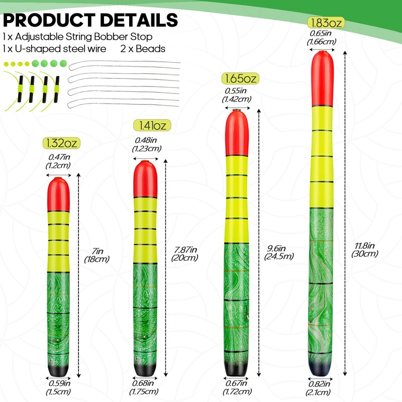 QualyQualy Fishing Floats, Weighted Catfish Pole Floats, High Visibility Wood