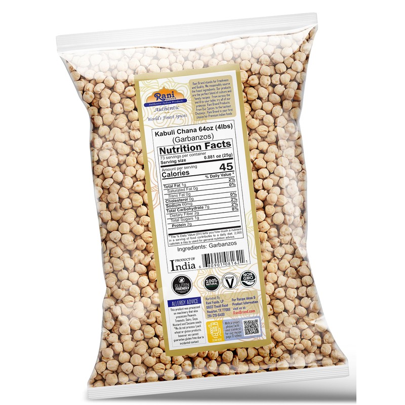 Rani Garbanzo Beans (Kabuli Chana) 64oz (4lbs) 1.81kg Bulk ~