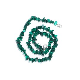 Taddart Minerals - Green splinter necklace made from natural gemstone malachite with 45 cm length - handmade, Brass, Malachite