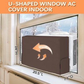 20.5"L x 14"H x 7.1"D Indoor Air Conditioner Cover Compatible with Midea U-Shaped Window Air Conditioner 8000/10000/120000 BTU, 3 Layers Insulation AC Cover, Window Air Conditioner Cover, Brown
