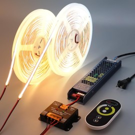 BENLUN Tira LED COB CCT 24V 20 Metros (10 Metros x 2), 2700K-6500K Regulable Blanco Luces LED de Interior, 10W/M CRI 93 Luz LED Adhesiva con Mando y Alimentación para Habitacion Decoración