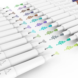 DOOHALO Fine Point Pens Set (36 Pcs) for Cricut Maker 3/Maker/Explore 3/Air 2/Air,Dual Tip Marker Pen(0.4 Tip and 1.0 Tip),Dual Tip Coloring Brush Pen for Writing and Drawing