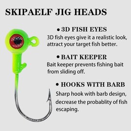 Round Crappie Jig Heads for Fishing,Fishing Lures Ball Heads,30 Swimbait Jig Heads for Bass Trout Walleye Striper Freshwater Saltwater 1/16oz 1/8oz 3/16oz - Color: 1/16oz