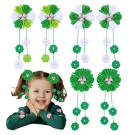 St. Patrick'S Hair Bows, 6 Pcs St. Patricks Day Green Hair Accessories Tassel Hairpin Suitable for Women and Girls Towear on St. Patrick'S Day to Show Their Cute Temperament and Peculiarity