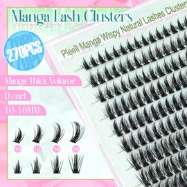 Pleell Manga Lash Clusters Anime Spiky Eyelash Clusters 270Pcs Individual Lashes Clusters 10-16MM Cluster Eyelash Extensions D Curl DIY Eyelashes Clusters Comfortable Soft Lash Extension by Pleell