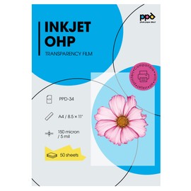 A4 Inkjet Transparency Film (Overhead Projector Film) x 50 Sheets -with removable sensor stripe