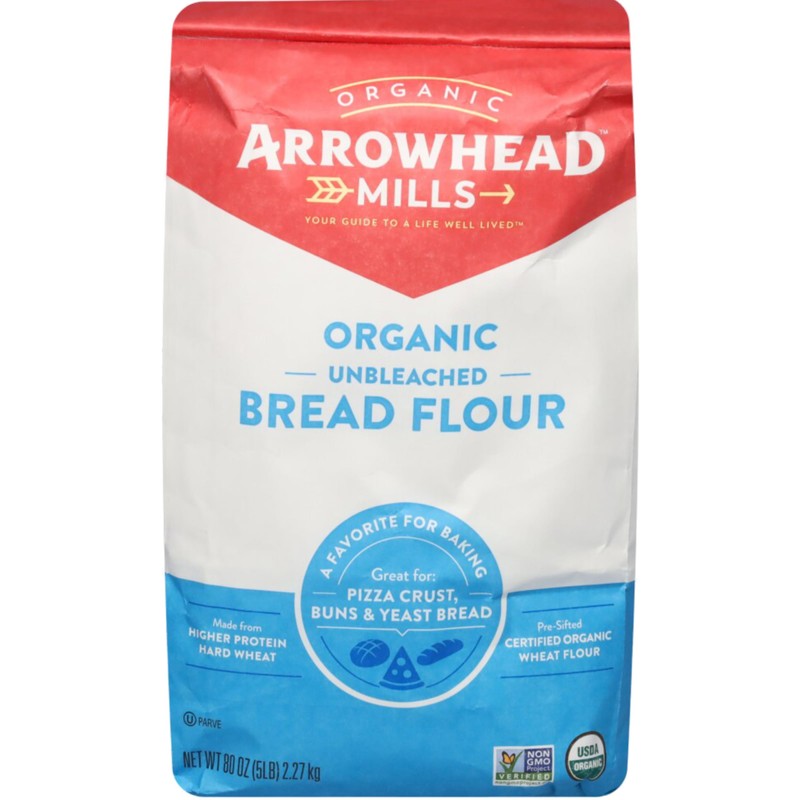 Arrowhead Mills Organic, Non-GMO, Unbleached Bread Flour, 5lb (Pack of