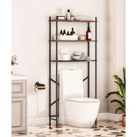 FastFurninshing Industrial Metal Wood Style Over the Toilet Freestanding Storage Shelving Unit