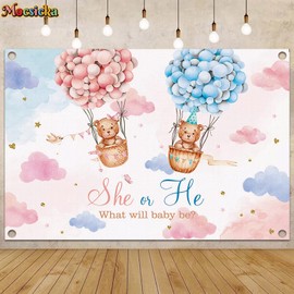 Pink and Blue Gender Reveal Background Decorations She Or He Backdrop Banner Pregnancy Announcement Party Accessories Photography Background for Gender Reveal Baby Party 180 x 120 cm (A)