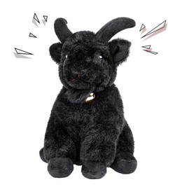 Frankiezhou Home Screaming Sitting Black Goat with Bell Plush Animal Toy 10in, Realistic Screaming Goat Plush Toy, Cute and Funny Black Goat Animal Plushies Model Gift Collection for Kids