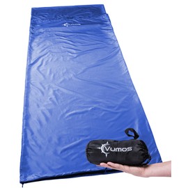 Vumos Sleeping Bag Liner and Camping Sheet - Silk Like Material for Travel - Has Full Length Zipper - Black