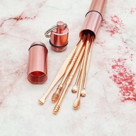 Portable Stainless Steel Ear Pick Set Rose Gold