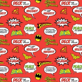 GRAPHICS & MORE Justice League Holiday Speech Bubbles Pattern Gift Wrap Wrapping Paper Rolls