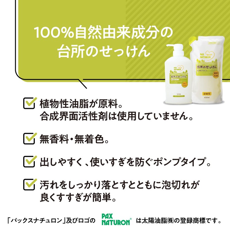 Pax Naturon Kitchen Soap (Liquid Soap for Dishwashing) Refill, 15.2