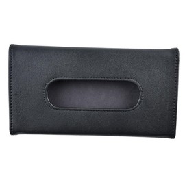 Car Tissue Case Car Sun Visor Tissue Headrest Armrest Dashboard PU Leather Hanging Back Seat (Black)