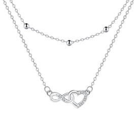 J.MUEN Infinity Necklaces for Women Girls,925 Sterling Silver Friendship Necklaces,Adjustable Necklace 45+5cm,Birthday Gifts for Women Valentine's Day Jewelry