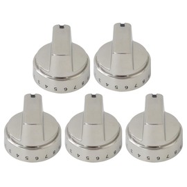 5 Pcs WB03X24818 222D5793, 222D5786P010 Stove Knob Replacement for GE Gas Stoves JGB700EEJ2ES JGB700EEJ3ES, Replace AP5989029, PS11729081, Reinforced D-Shape Hole, Silver