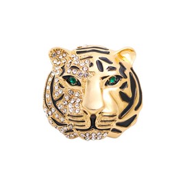 Rhinestone Tiger Head Brooch Pins for Men,Animal Lapel Pins Lion Wolf Head Coat Collar Brooch Vintage Lapel Pin Brooch Safety Pin Men Suit Accessory (B)