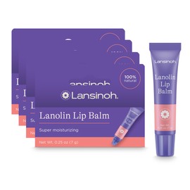 Lansinoh Lanolin Lip Balm, 4 Pack, 0.25 oz Each, Ultra-Moisturizing Lip Care with Natural Lanolin for Dry, Chapped Lips