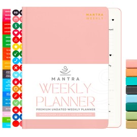 Mantra Planner 2024 Planner, Daily Journal & Gratitude Journal All-In-One with To Do List, Self Care Prompts & Habit Tracker - 7 x 10 - Pink