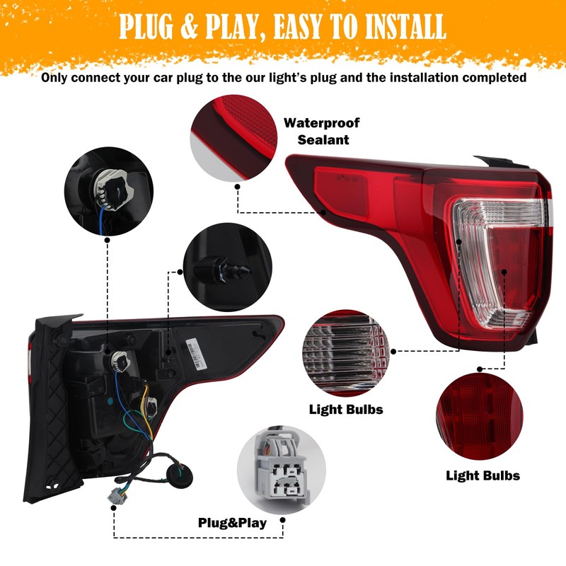 Tail Light Assembly Compatible with 2016 2017 2018 2019 Ford