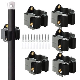 DRELD 5Pcs Mop Broom Holders, Heavy-duty Tools Storage Organizer Wall Mounted Tidy Bracket with Screws for Garage, Garden, Yard, Shed, Kitchen, Bathroom, Shovel, Rake, Broom, Axe, Drill, Trimmer