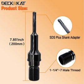 1-1/4"-7 Male Thread to SDS Plus Shank Adapter for Diamond Core Drill Bits,SDS Plus Converter for Efficient Concrete Core Drilling
