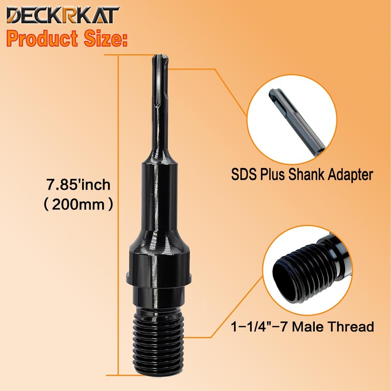 1-1/4"-7 Male Thread to SDS Plus Shank Adapter for Diamond