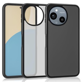 AQUOS Sense9 Case, Semi-Clear SH-53E | SHG14 Shockproof, Matte, US Military Standards Certified, SGS Certified, No Yellowing, Lens Protection, Anti-Fingerprint, Strap Hole, Cover for Aquosen 9, Black,