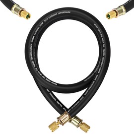 2026 Upgraded 1/2" HVAC Vacuum Hose, 3/8" to 3/8" Fittings, 5 FT, High-Flow Refrigerant Hose, Faster HVAC Evacuation and Recovery, 20 Microns Vacuum, 600 PSI Working Pressure, Black