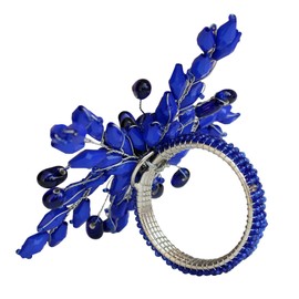 ITOS365 Napkin Rings Set of 6 for Dining Table Decoration Parties Everyday Metal Napkin Holder Leaf Blue (Pack of 6)