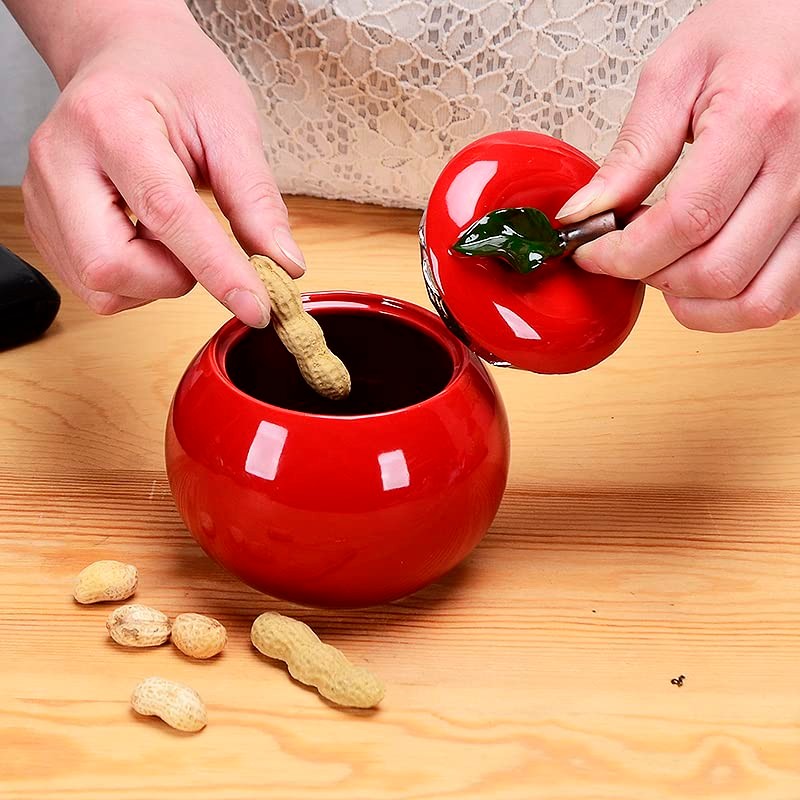 Mozacona Ceramic Apple Shape Container Sugar Bowl Candy Dish Food