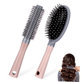 Healvian 2pcs Curly Hair Brushes Detangling Round Brushes for Hair Types Smooth Styling Reduced Breakage Material