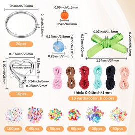 SUNNYCLUE 350Pcs Keychains Making Kit Letter Key Chains Alphabet Beads Heart Cube Letter Beads with 60 Yards Waxed Cotton Cords Acrylic Spacers for Keychains Making Women Adults DIY Crafts Supplies