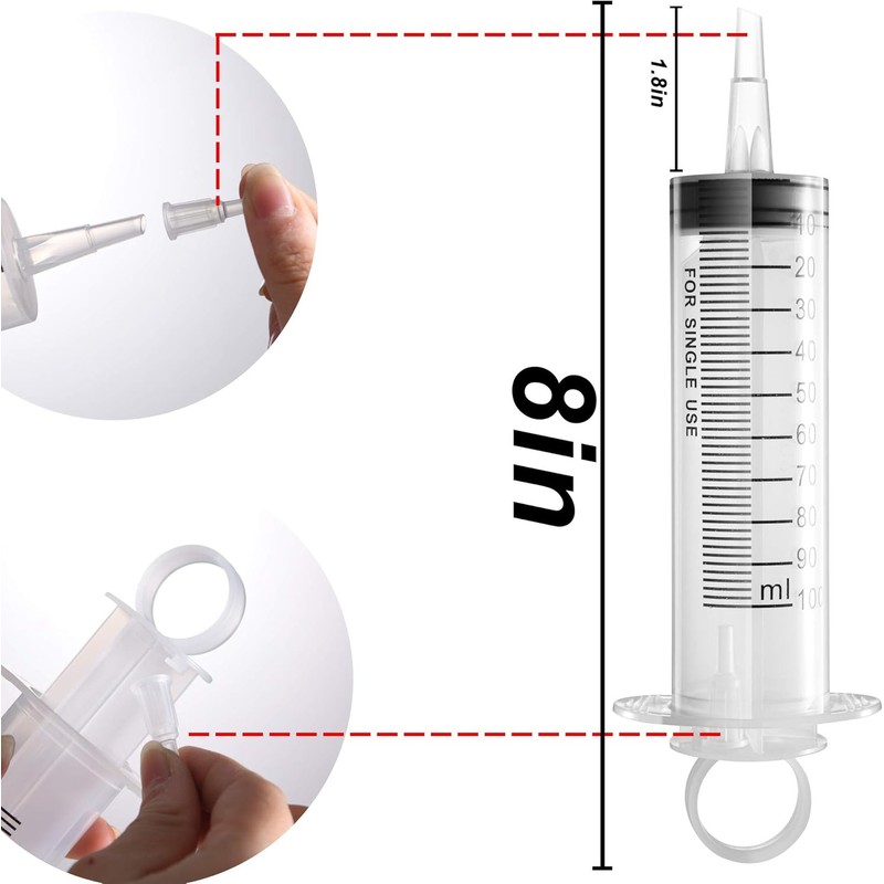 2 Pack Large Syringes, Large Plastic Garden Industrial Syringes for
