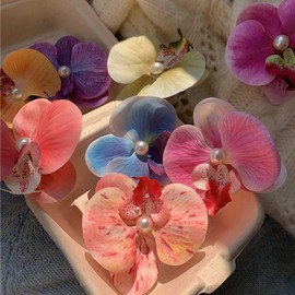 7 Pcs Flower Hair Clips Butterfly Orchid Alligator Hair Clips Non-Slip Hair Barrettes Hair Accessories for Women and Girls, Random Color