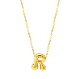 Viwind Letter Pendant Necklace Women's Chain 18 Carat Gold A-Z Necklace for Women Bubble Letter 48 cm Adjustable with Gift Box, Stainless Steel, No Gemstone