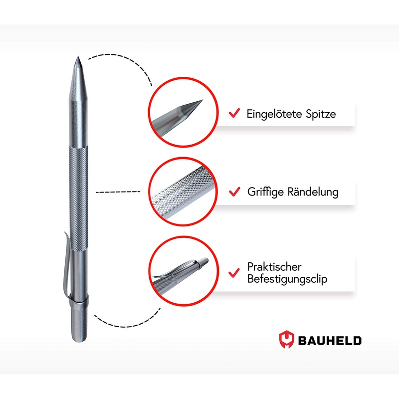 BAUHELD® Scribing Pin Metal [150 mm] - Scriber with Soldered