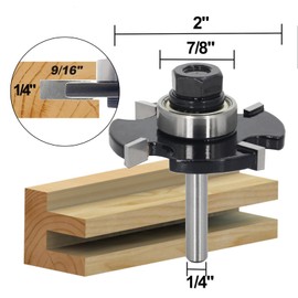 Slot Cutter Router Bit 1/4 Shank - 4-Wings, 9/16" Depth, 1/4" Height, Carbide Tip, Wood Slotting Cutter Bit, for Groove Edges, T-moldings, Biscuit