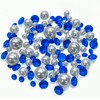 100 Floating Royal Blue/Navy Sparkling Gems & Glitter Silver Pearls-Fills