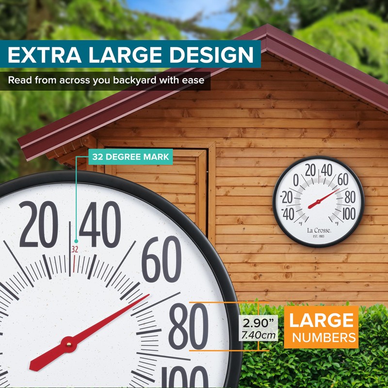La Crosse 104-3056 Emperor Size 22-Inch Analog Dial Thermometer