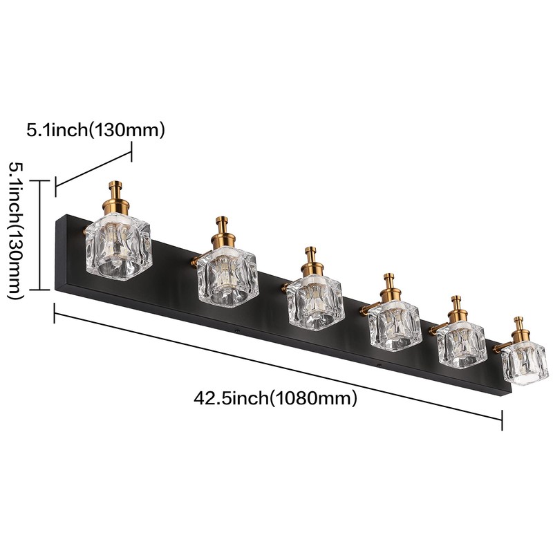 PRESDE Vanity Lights 6 Lights Modern Crystal Bathroom Lights Fixtures