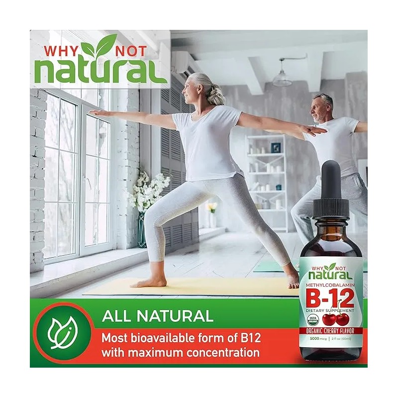 Vitamina B12 Sublingual 5000mcg Why Not Natural Cereza Orgánica 60mL