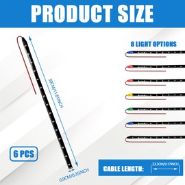 PACLVIO 6PCS 15 LED Strip Underbody Light, 1Ft 12V Waterproof Car Led Interior Exterior Strip Light with 6 Inch Wire, Flexible Auto Light Strip Decoration Universal for Car Boat Motorcycle Truck