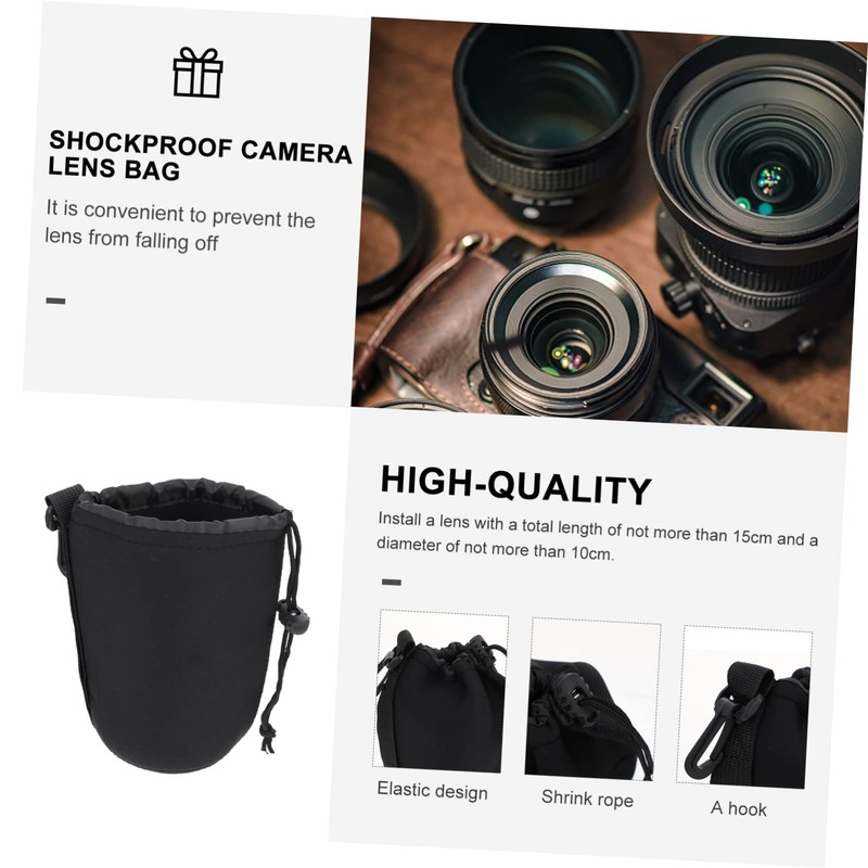 TEHAUX 2PCS Neoprene Lens Pouch Bag for Camera Lenses Drawstring