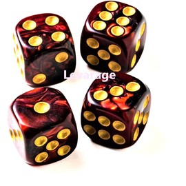 Levarage 0037 4 Dice Red Marble 0.5 inch Square dice Red dice Red dice Levarage Trademarked
