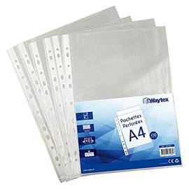 WAYTEX 50 x A4 Clear Grained Document Wallets 40 Micron