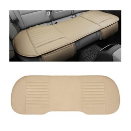 BWBWND Leather Car Seat Cover, Breathable Rear Seat Bottom Cushion Pad Filling Bamboo Charcoal, Comfortable Anti-Slip Vehicle Long Bench Cover with Storage Pockets, Car Accessories (Beige)