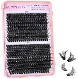 Lash Clusters Wispy 10-18mm 318pcs Volume Lash Extensions D Curvature Individual Lashes DIY Eyelash clusters Lashes fluffy false eyelashes(60+80D,0.07,10-18mm)