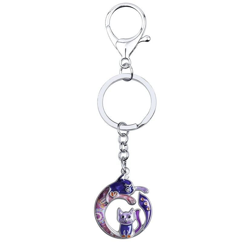 Enamel Alloy Mothers Day Cat Keychain Mom Gifts Kitten Charms